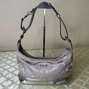 Coach Taupe and Metallic Shoulder Bag